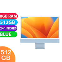 Apple iMac 2021 (M1, 8GB RAM, 512GB, 8 Core GPU, Blue, 24inc) - Refurbished (Excellent)