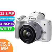 New Canon EOS M50 Mark II Mirrorless Camera with 15-45mm Lens (White) (FREE INSURANCE + 1 YEAR AUSTRALIAN WARRANTY)