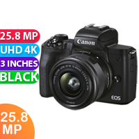 New Canon EOS M50 Mark II Mirrorless Digital Camera Vlogging Kit 15-45mm STM Black (FREE INSURANCE + 1 YEAR AUSTRALIAN WARRANTY)