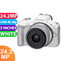 New Canon EOS R50 Mirrorless Camera with 18-45mm Lens (White) With Adapter (1 YEAR AU WARRANTY + PRIORITY DELIVERY)