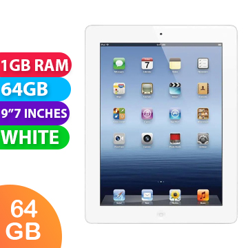 Apple iPad 3 Wifi + Cellular (64GB, White) - Grade (Excellent)